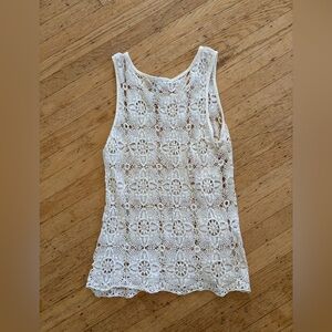 Ultra Pink crochet tank top swimsuit cover up